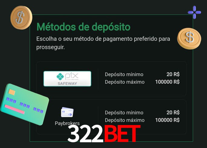 O cassino 322Bet oferece uma grande variedade de métodos de pagamento
